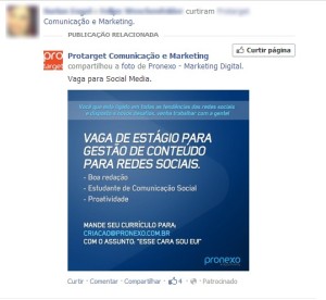 Vagas Patrocinadas no Facebook